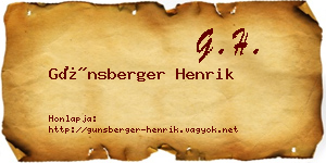 Günsberger Henrik névjegykártya
